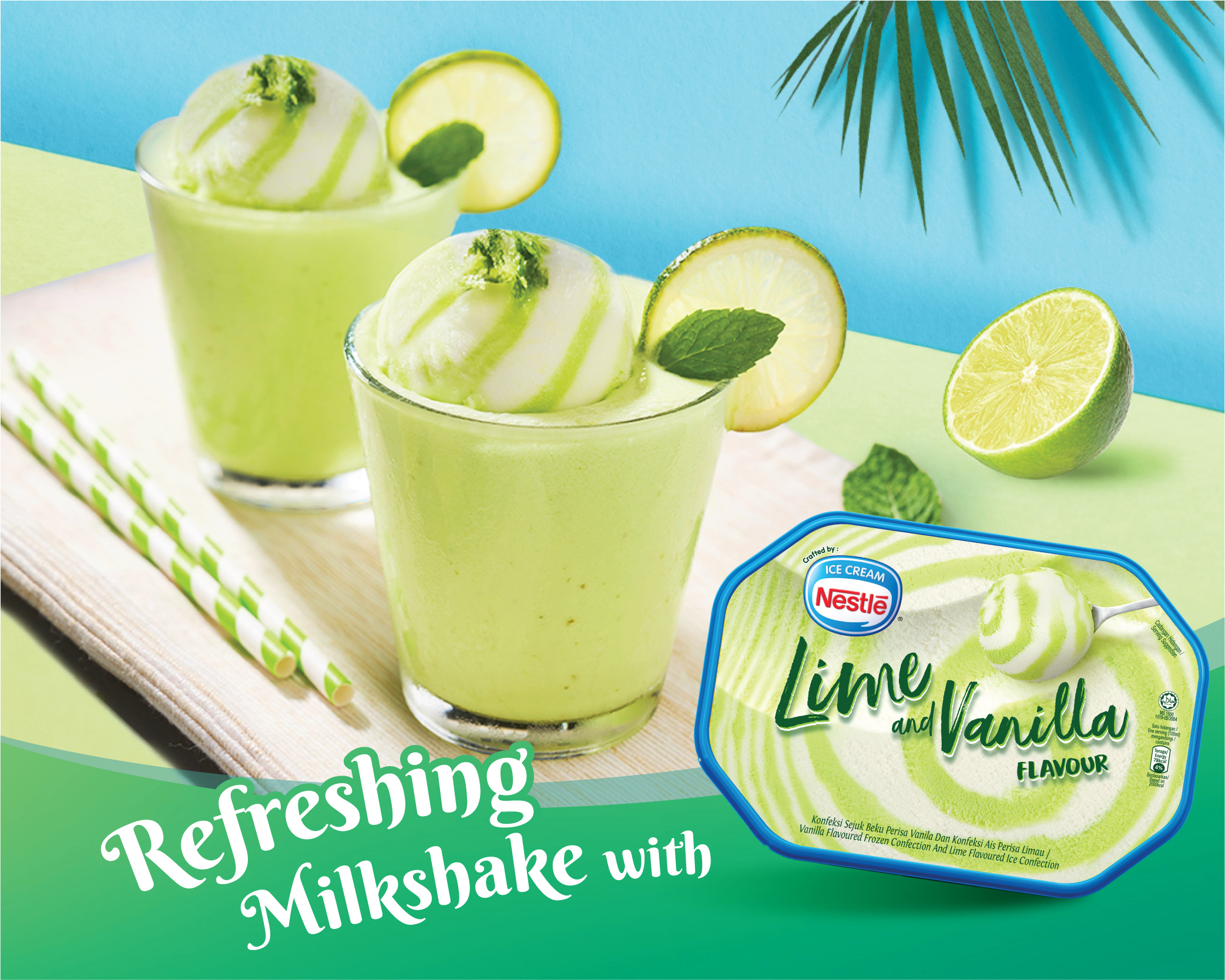 Refreshing Milk Shake with Nestlé® Lime & Vanilla Ice Cream